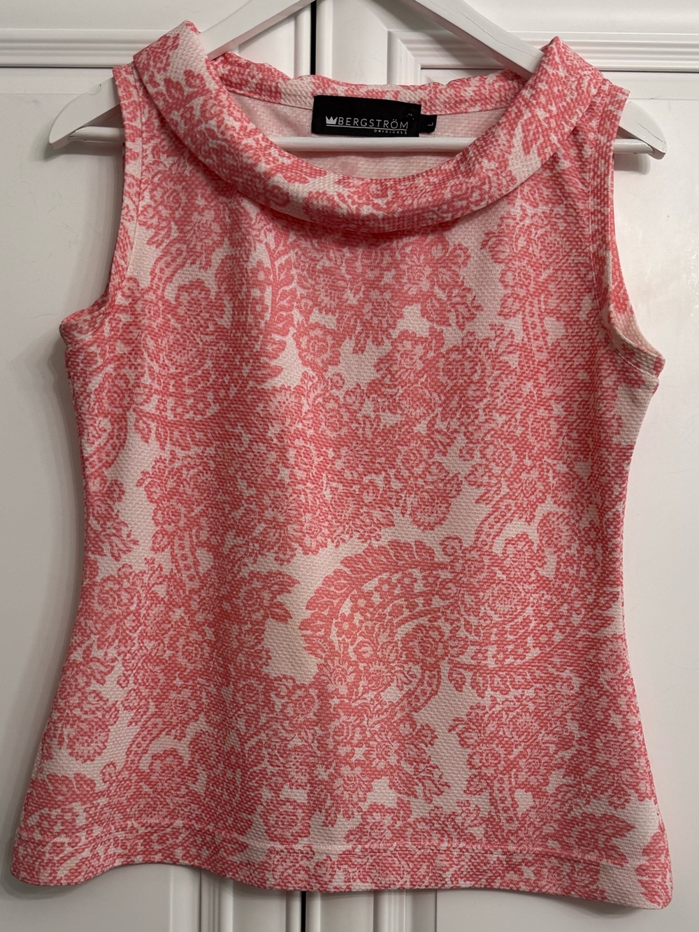Bergstrom Originals Size Large Sleeveless Pink and White Cowl Neck Top